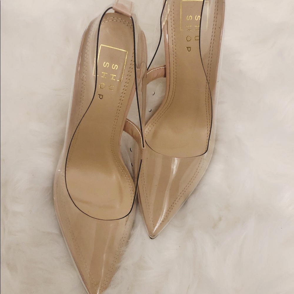 Clear pointy toe heel